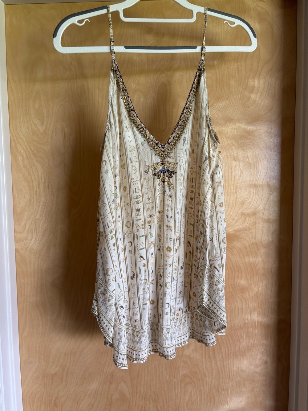 Camilla Valley of the Queens Silk Cami Tank Top Sz 2 Egyptian Beaded V-Neck - Picture 4 of 5